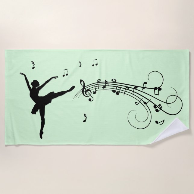 Amazing Ballerina Dancing with Music Beach Towel (Front)