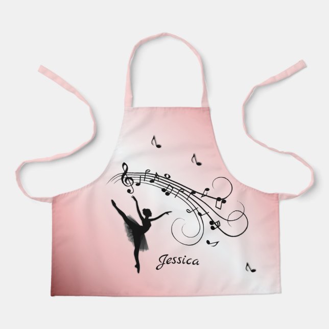 Amazing Ballerina Dancing with Music Pink Apron (Front)