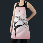 Amazing Ballerina Dancing with Music Pink Apron<br><div class="desc">Simple black silhouette of a ballet dancer with fancy music bar and notes.</div>