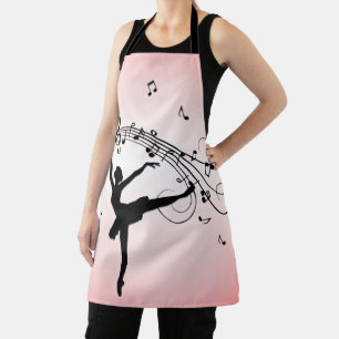 Amazing Ballerina Dancing with Music Pink Apron