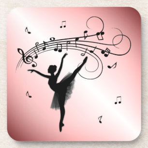 Amazing Ballerina Dancing with Music Pink Coaster