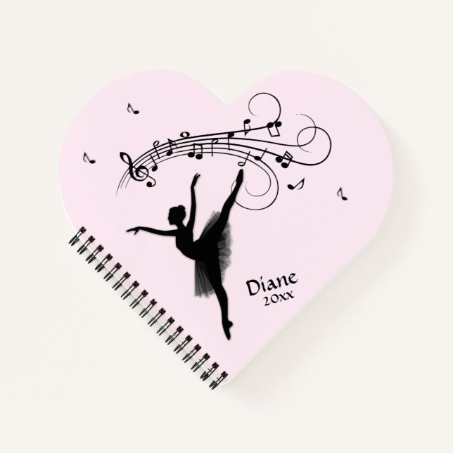 Amazing Ballerina Dancing with Music Pink Notebook (Front)