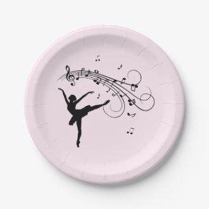 Amazing Ballerina Dancing with Music Pink Paper Plate