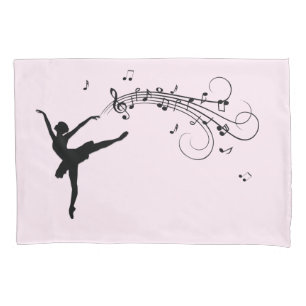 Amazing Ballerina Dancing with Music Pink Pillowcase
