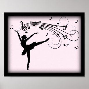 Amazing Ballerina Dancing with Music Pink Poster