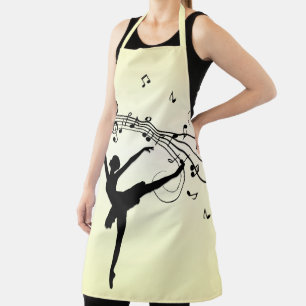 Amazing Ballerina Dancing with Music Yellow Apron