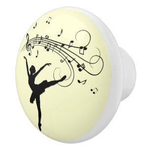 Amazing Ballerina Dancing with Music Yellow Ceramic Knob