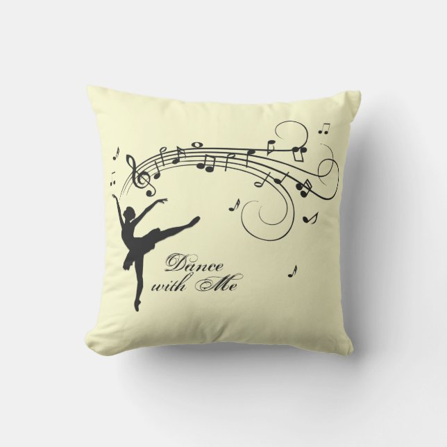 Amazing Ballerina Dancing with Music Yellow Cushion (Front)