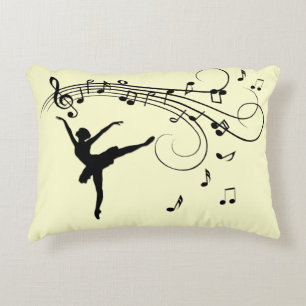 Amazing Ballerina Dancing with Music Yellow Decorative Cushion