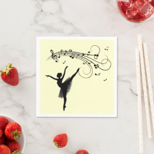 Amazing Ballerina Dancing with Music Yellow Napkin
