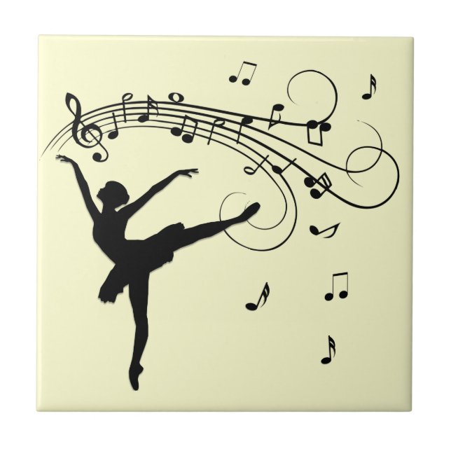 Amazing Ballerina Dancing with Music Yellow Tile (Front)