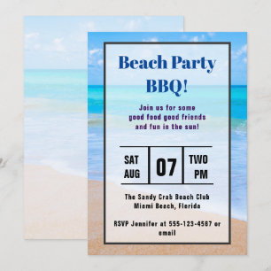 Amazing Beach Tropical Photo Beach BBQ Invite