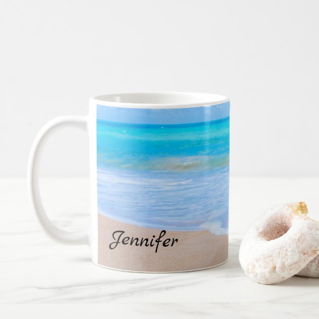 Amazing Beach Tropical Scene Photo Coffee Mug (With Donut)