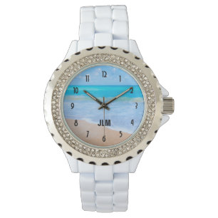 Amazing Beach Tropical Scene Photo Monogram Watch