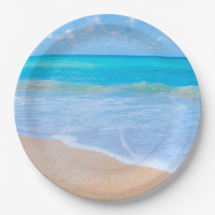 Amazing Beach Tropical Scene Photo Paper Plate