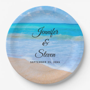 Amazing Beach Tropical Scene Photo Wedding Paper Plate