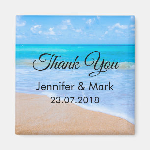 Amazing Beach Tropical Scene Photo Wedding Thanks Magnet