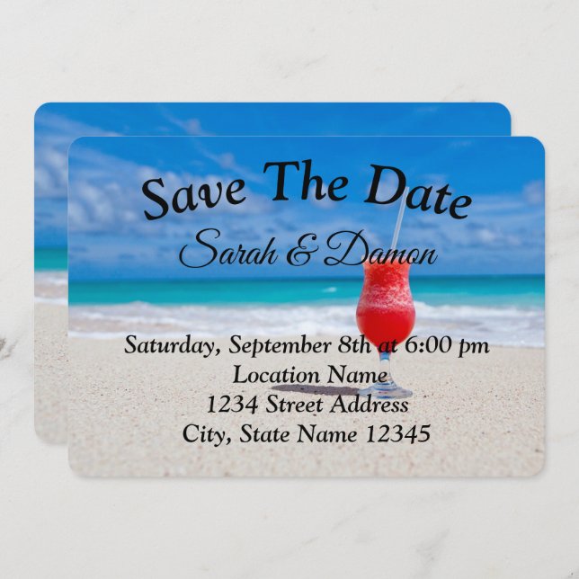 Amazing Beach Wedding, Seashells  Save The Date (Front/Back)