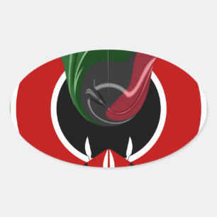 Amazing Beautiful Fluid Kenya Flag graphic Design Oval Sticker