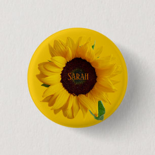 Amazing Beautiful Trendy Sunflower With Name  3 Cm Round Badge