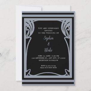 Amazing Black and Silver Art Deco Wedding  Invitation