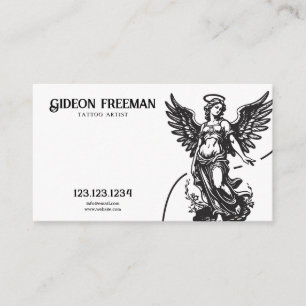 Amazing Black & White Angel Statue Tattoo Artist Business Card