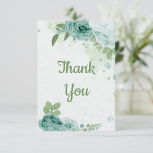 amazing blue flowers green leaves botanical thank you card