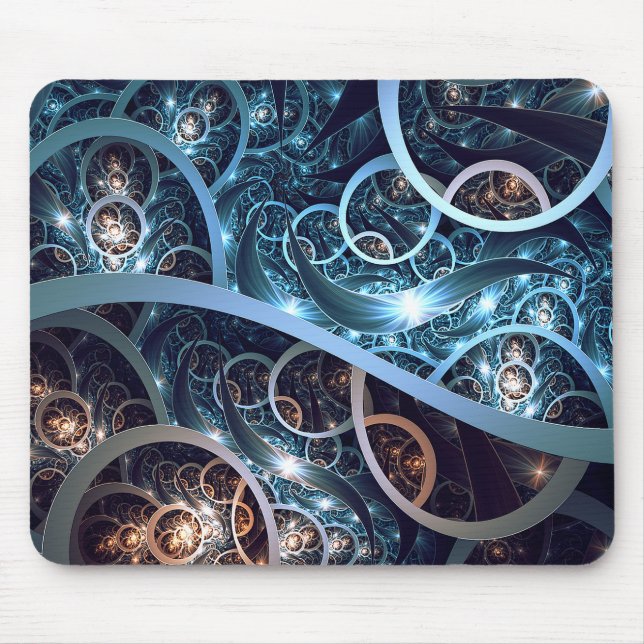 Amazing Blue Fractal Art Mouse Mat (Front)