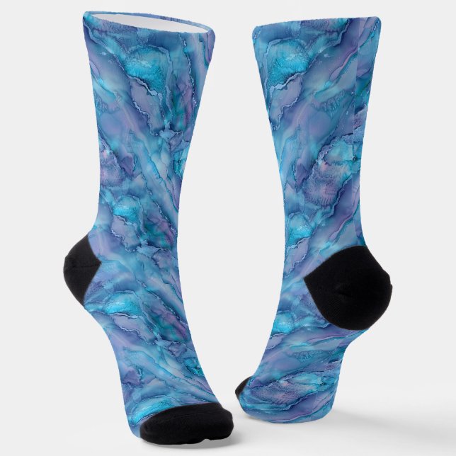  Amazing Blue Marble Pattern Socks (Angled)