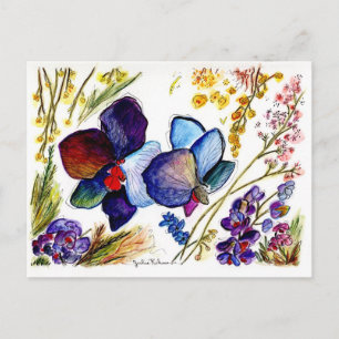 Amazing Blue orchid and Leaves Postcard