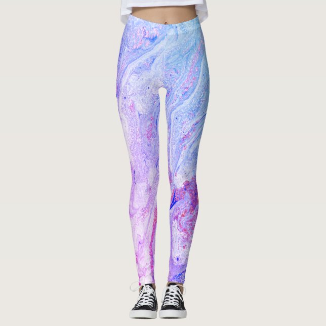 Amazing Blue-Purple Marble  Leggings (Front)