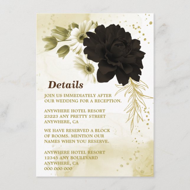 Amazing brown ivory gold flowers enclosure card (Front)