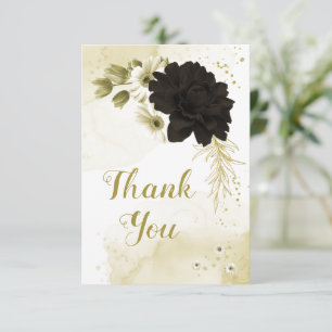 Amazing brown ivory gold flowers thank you card