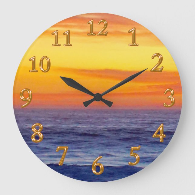 Amazing Burning Sunset Beach Clock (Front)