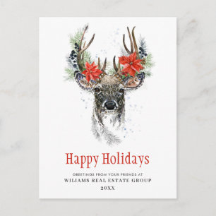 Amazing Christmas Deer Holiday Corporate Greeting Postcard