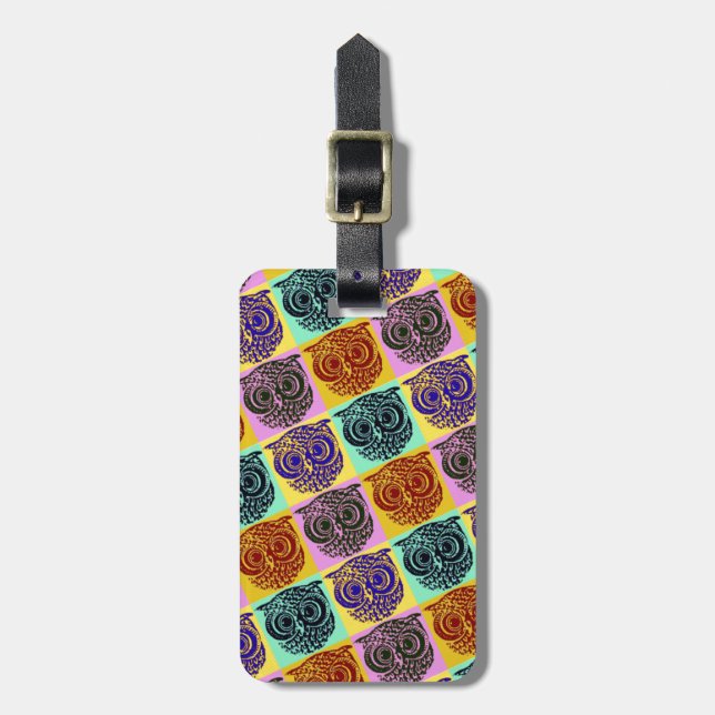 amazing colour owl pattern luggage tag (Front Vertical)