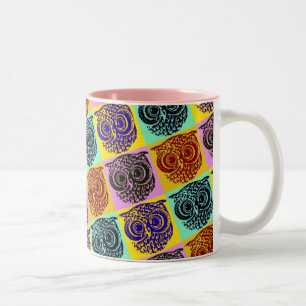amazing colour owl pattern Two-Tone coffee mug