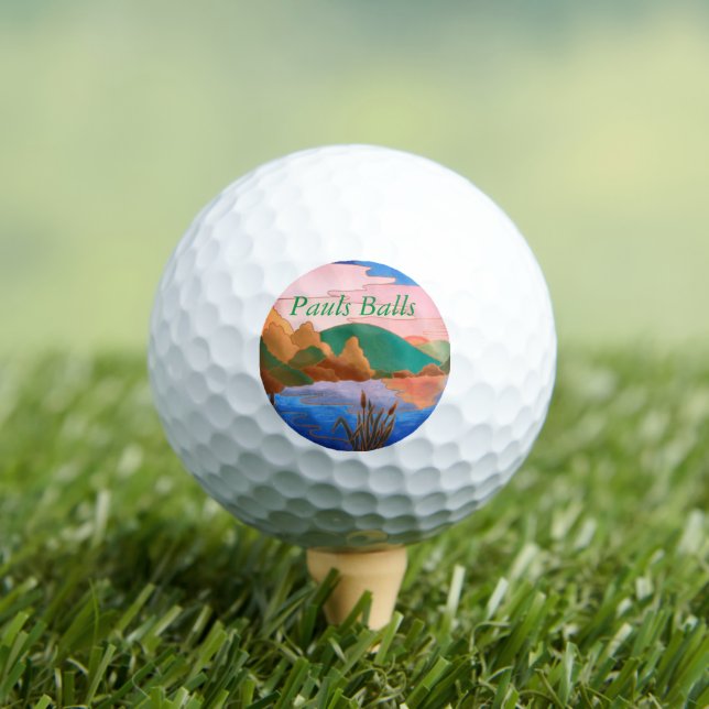 amazing colourful contempory abstract landscape golf balls (Insitu Tee)