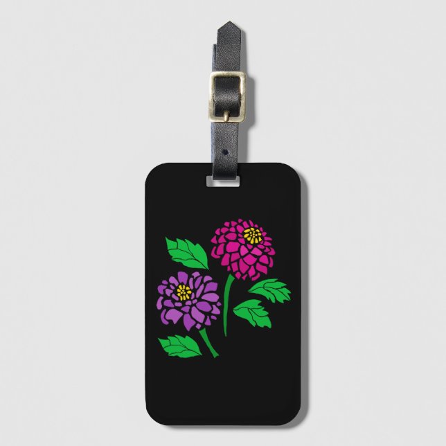 Amazing Colourful Dahlia Flowers Abstract Luggage Tag (Front Vertical)