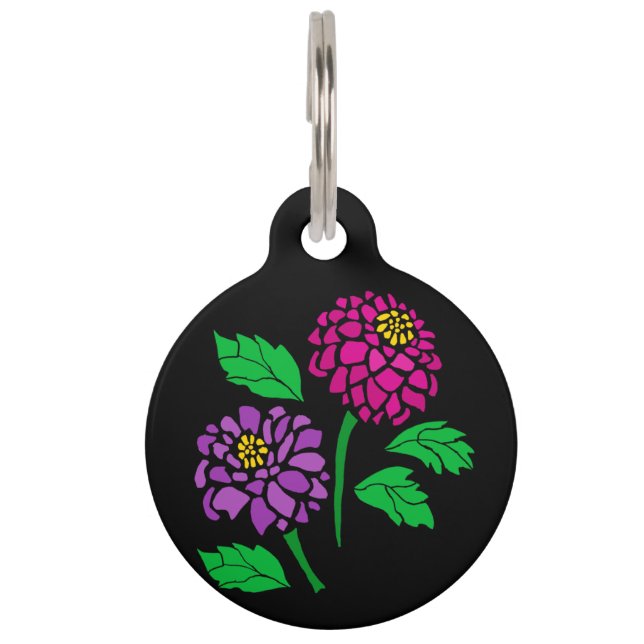 Amazing Colourful Dahlia Flowers Abstract Pet Tag (Front)