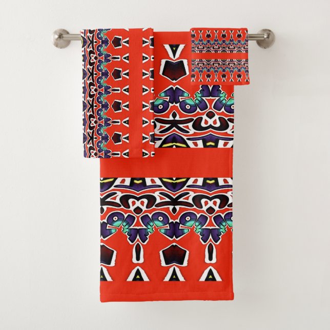 Amazing Colourful South African Traditional Colour Bath Towel Set (Insitu)