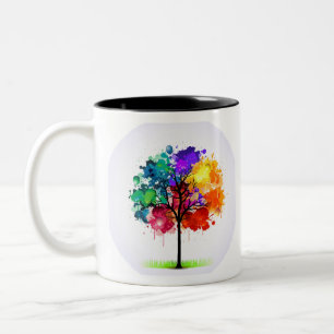 Amazing colourful tree full of love , lover Two-Tone coffee mug