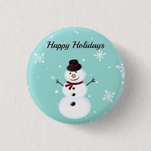 Amazing, Cool, Blue Christmas Snowman 3 Cm Round Badge