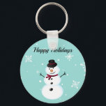 Amazing, Cool, Blue Christmas Snowman  Key Ring<br><div class="desc">Perfect,  sweet,  blue christmas snowman</div>