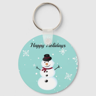 Amazing, Cool, Blue Christmas Snowman Key Ring