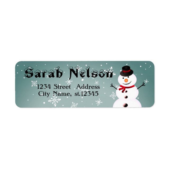Amazing, Cool, Blue Christmas Snowman Label (Front)