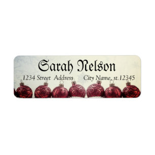 Amazing, Cool, Red Sparkly New Year Balls Label 
