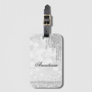 Amazing, Cool, Silver Sparkly   Luggage Tag