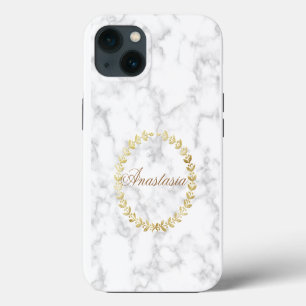 Amazing, Cool, White Marble whit your name Case-M iPhone 13 Case