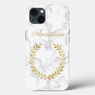 Amazing, Cool, White Marble whit your name iPhone 13 Case
